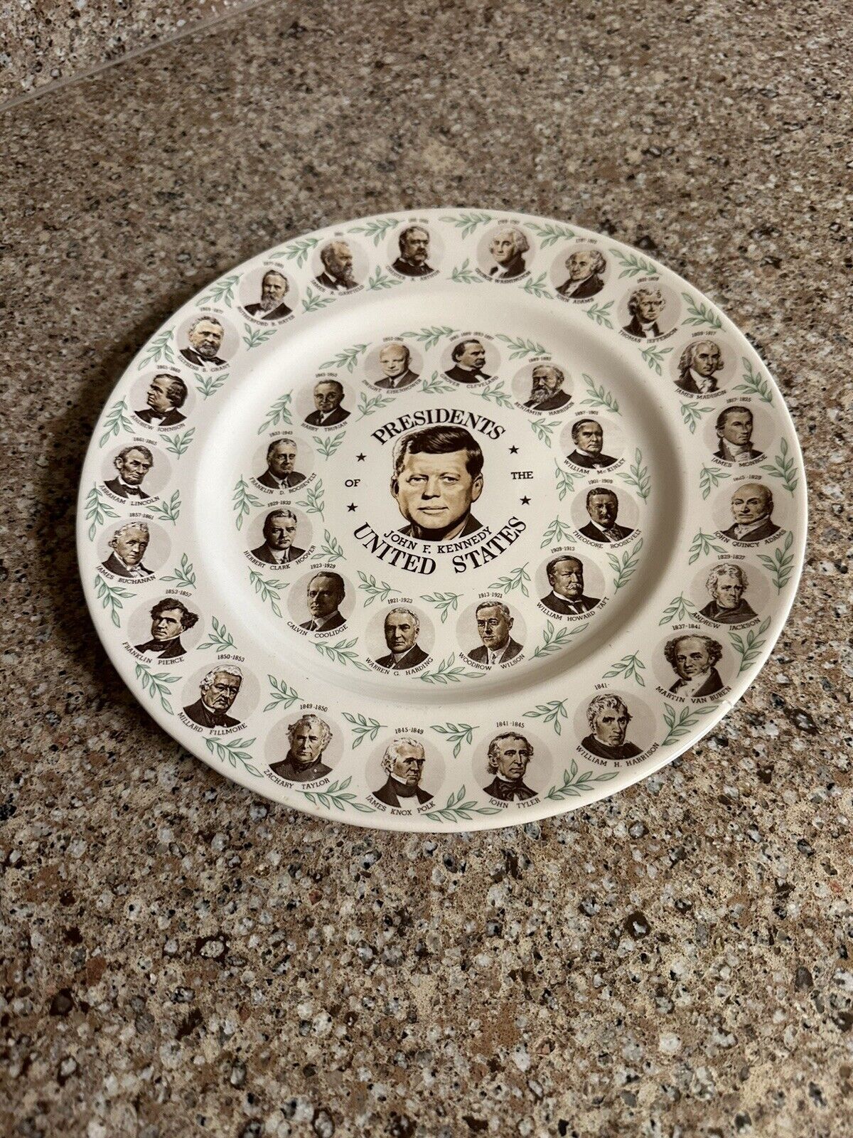 Presidents Of The United States Collector Plate Vintage 1960s John F Kennedy JFK