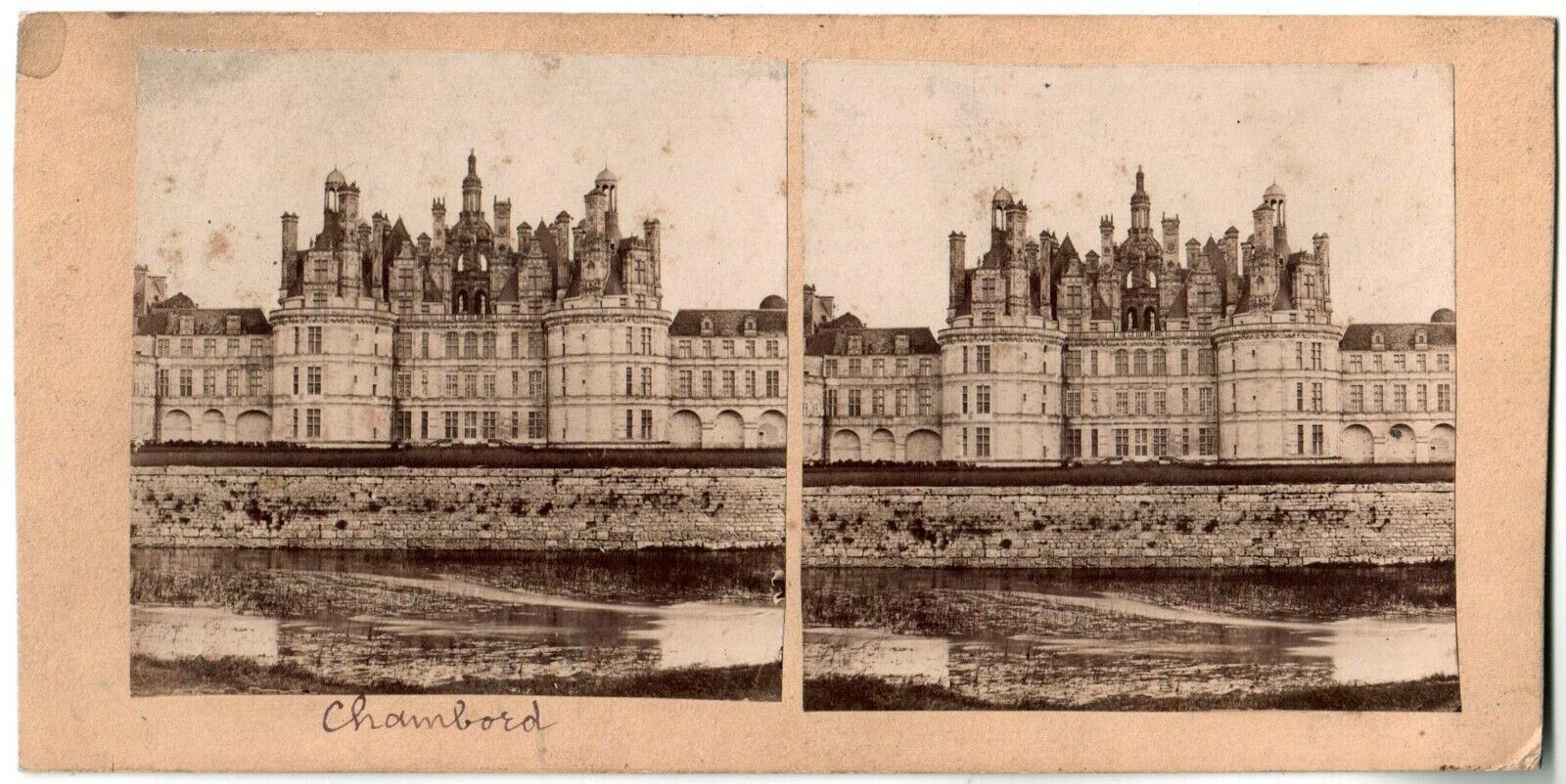 Château de Chambord by Brossier-Charlot.Stereoview.Albuminated Stereo Photo 1867.