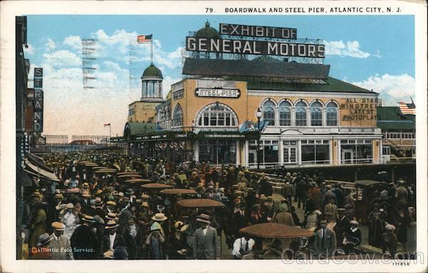 1929 Atlantic City,NJ Boardwalk and Steel Pier New Jersey Antique Postcard