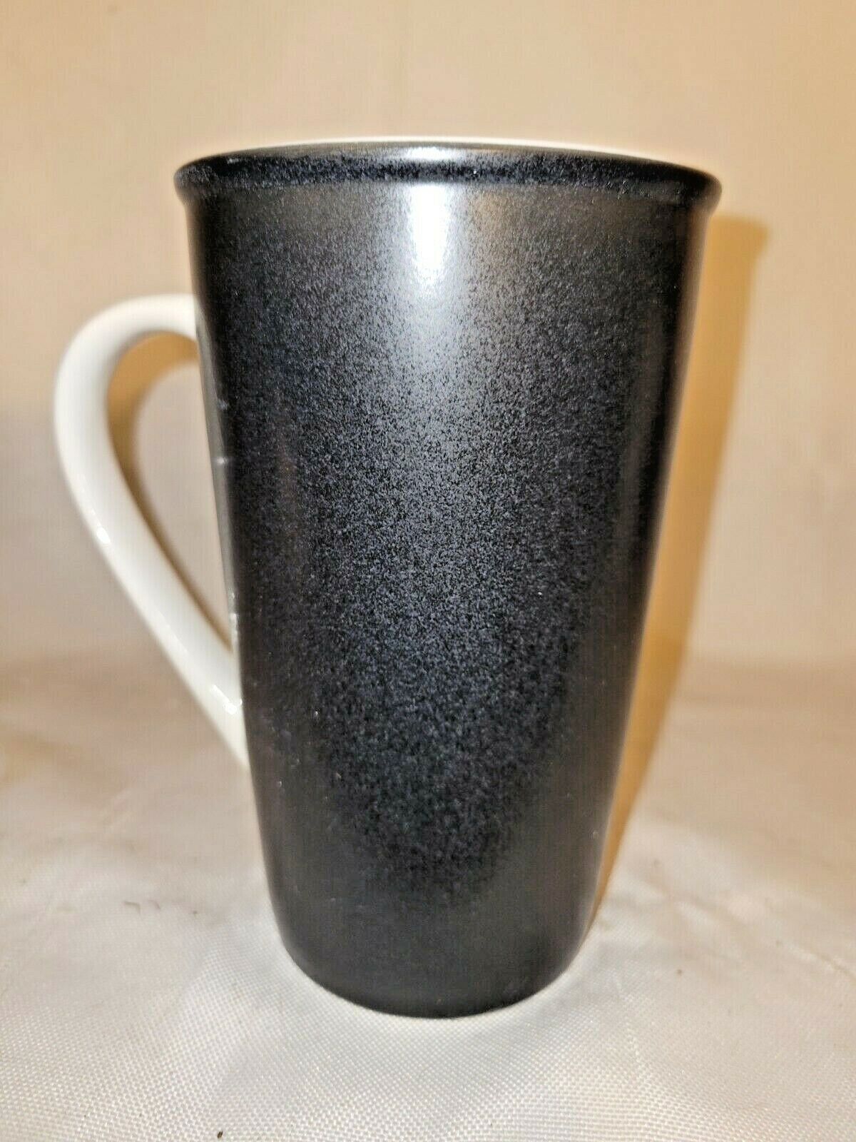 2010 Starbucks Tall Black & White Ceramic Coffee Mug Dishwasher & Microwave Safe