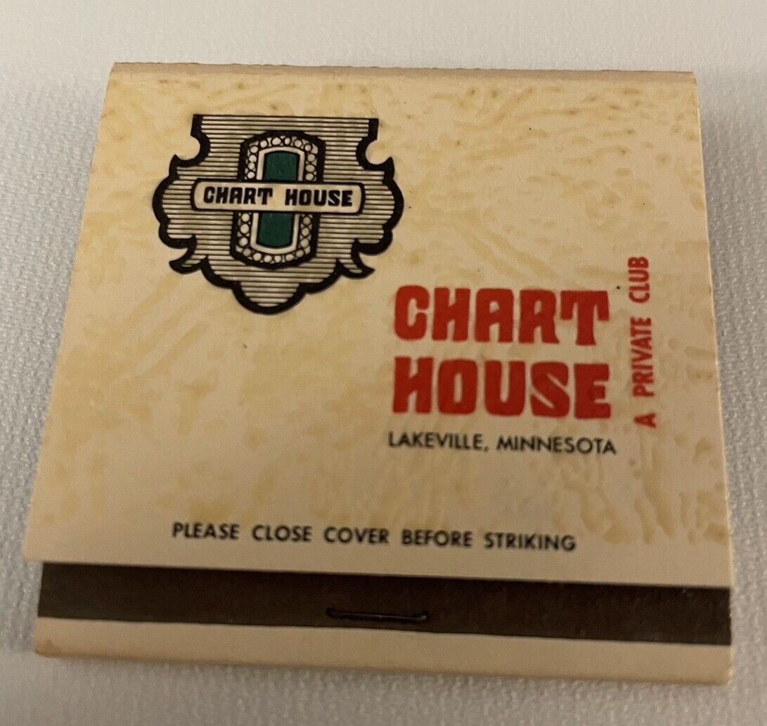 Vintage Chart House Restaurant  Large Matchbook Full Unstruck Lakeville MN