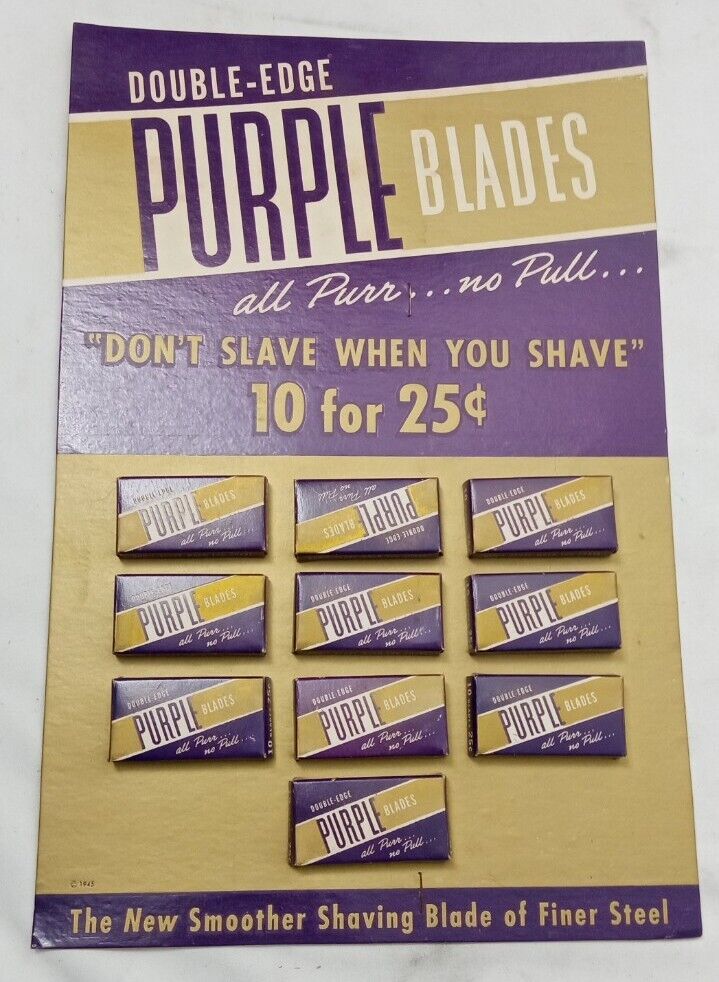 New Vintage Purple Double Edge Safety Razor Blades Retail Card 10x 10pk  = 100