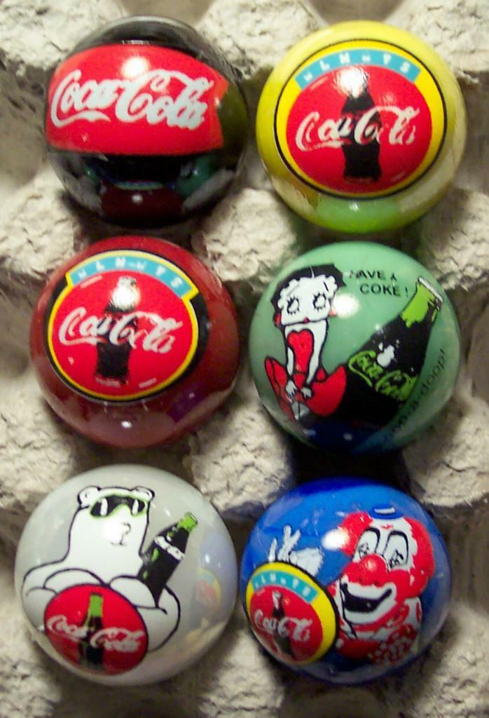 Super Nice Set of 6 Coca Cola Marbles