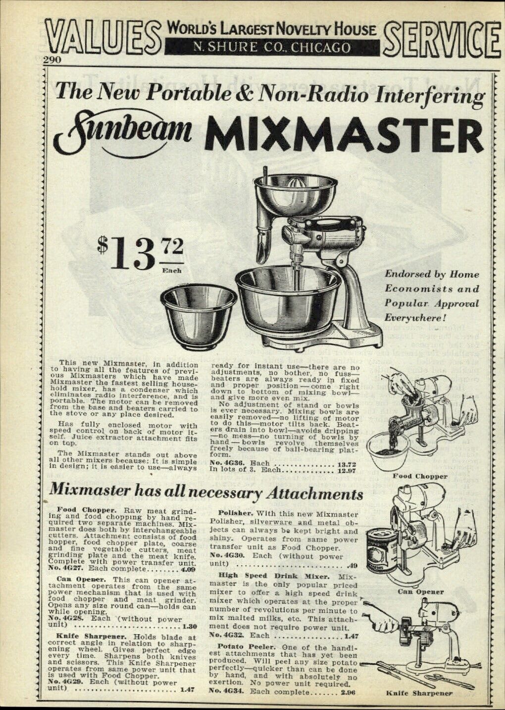 1933 PAPER AD Vintage Antique Sunbeam Mixmaster Electric Mixer Toastmaster Tray