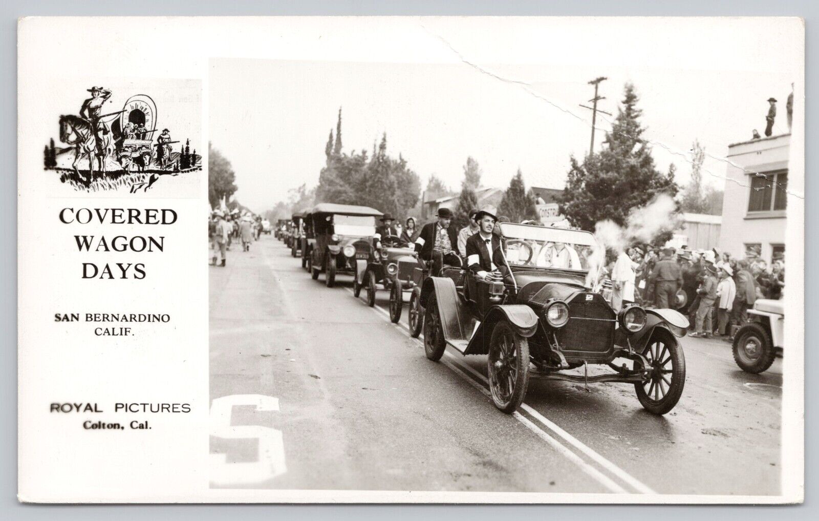 San Bernardino CA, Covered Wagon Days Old Cars, VTG RPPC Real Photo Postcard