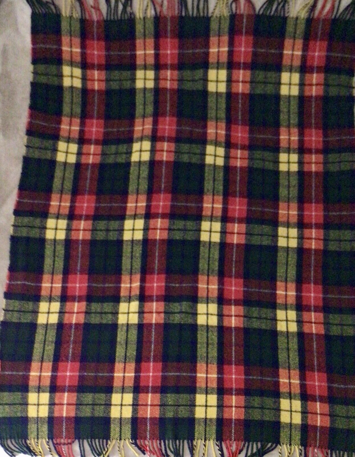 Vintage Plaid Wool Blanket Throw Murray Brothers Scottish Woolens 66” X 48”