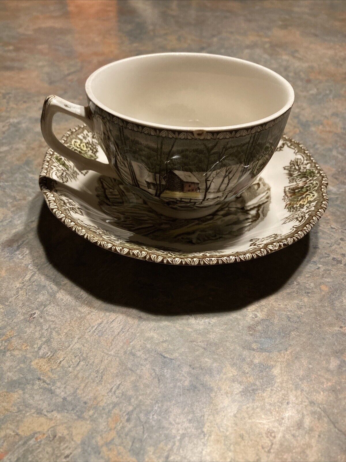 Johnson brothers replacement saucer and tea coffee cup icehouse friendly village