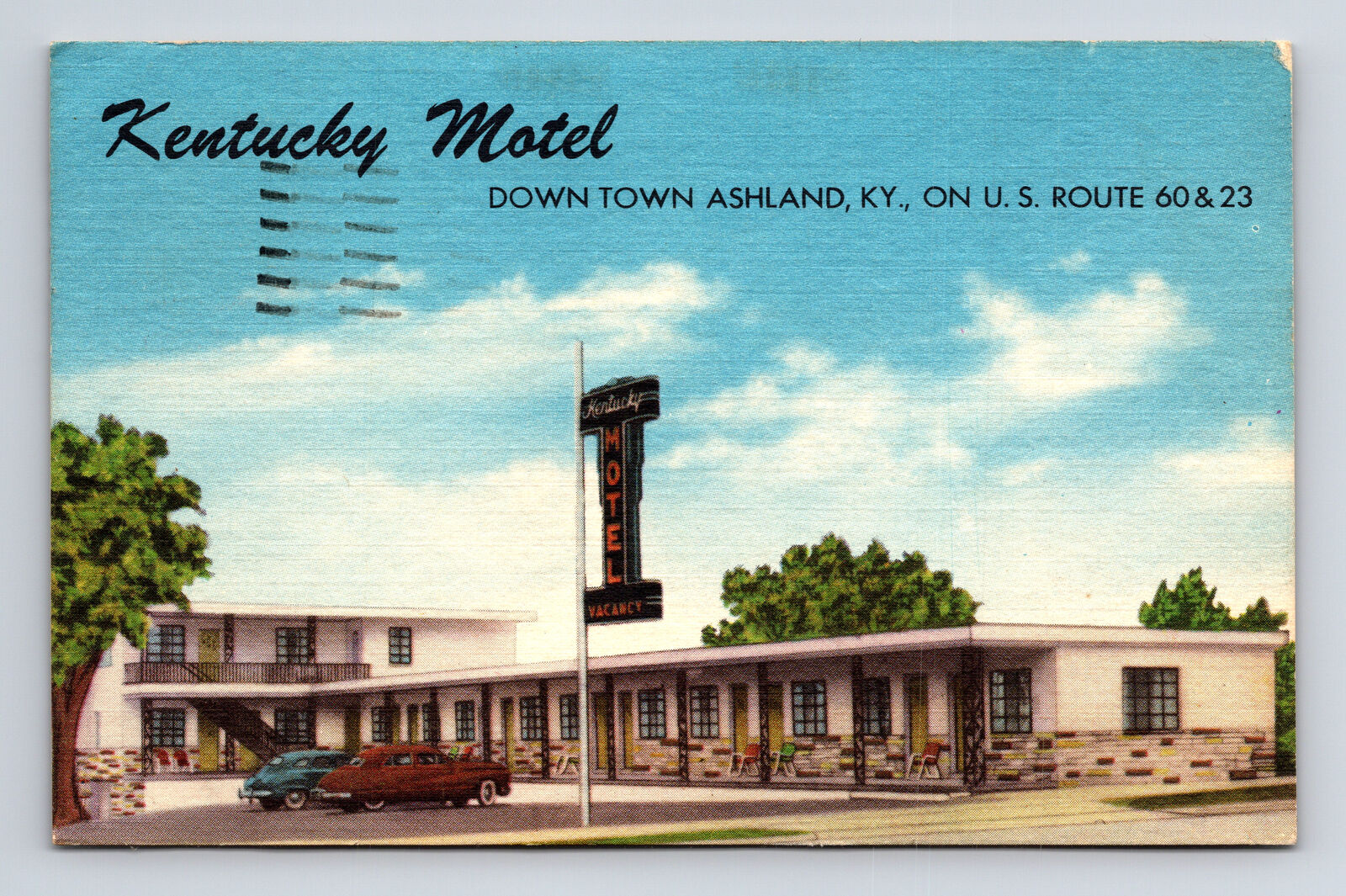 c1955 Kentucky Motel US Rte 60 & 23 Ashland Kentucky KY Postcard