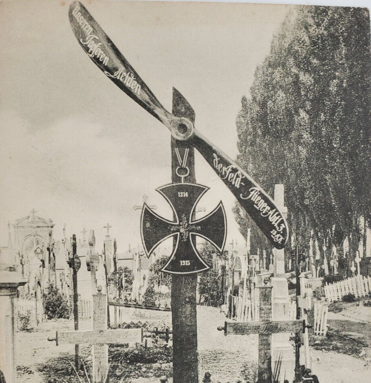 WW1 German Iron Cross Airplane propeller pilot graves plane 1914 1915 old heros