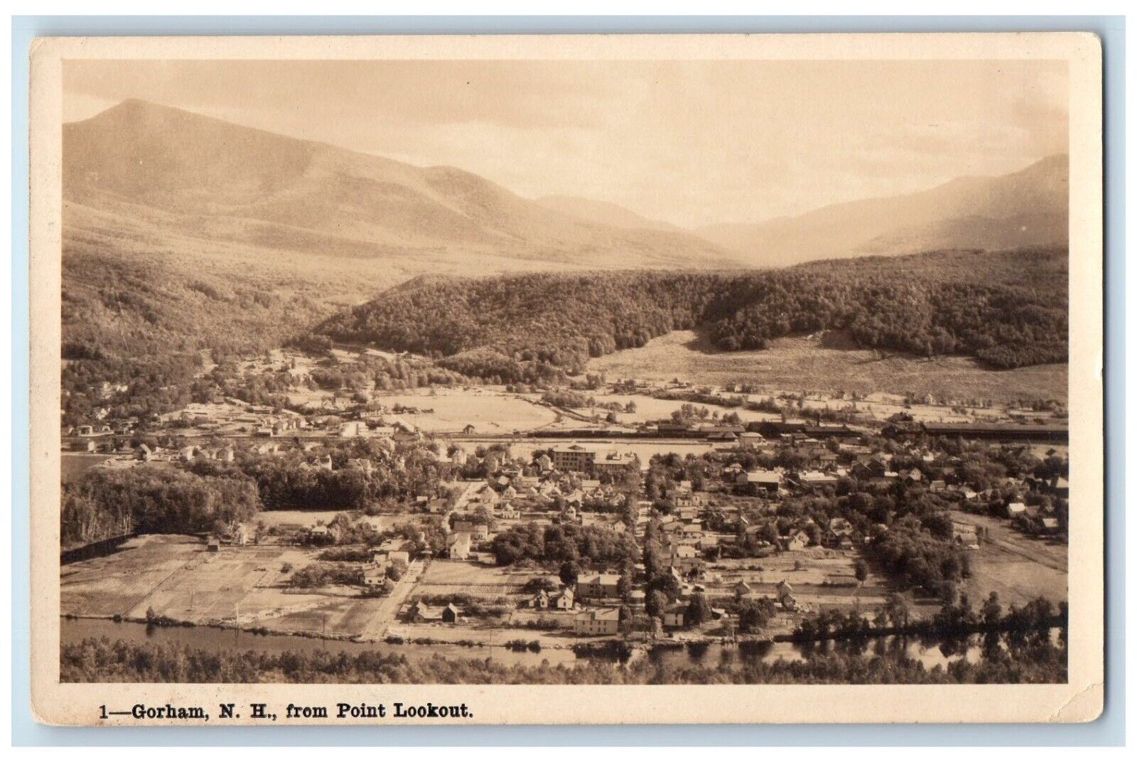 c1910\'s Gorham NH, Bird\'s Eye View From Point Lookout RPPC Photo Postcard