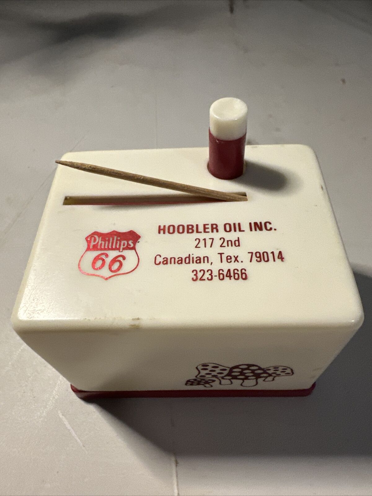 Vintage Phillips 66 Tooth Pick Dispenser Hobbler Oil Canadian Texas 