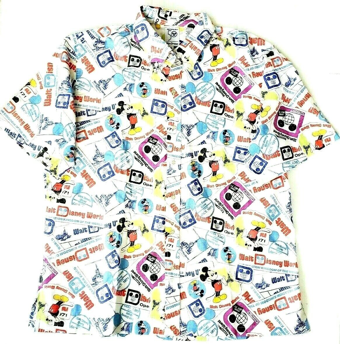 Walt Disney World 50th Anniversary Retro Reyn Spooner Classic Woven Shirt XL New