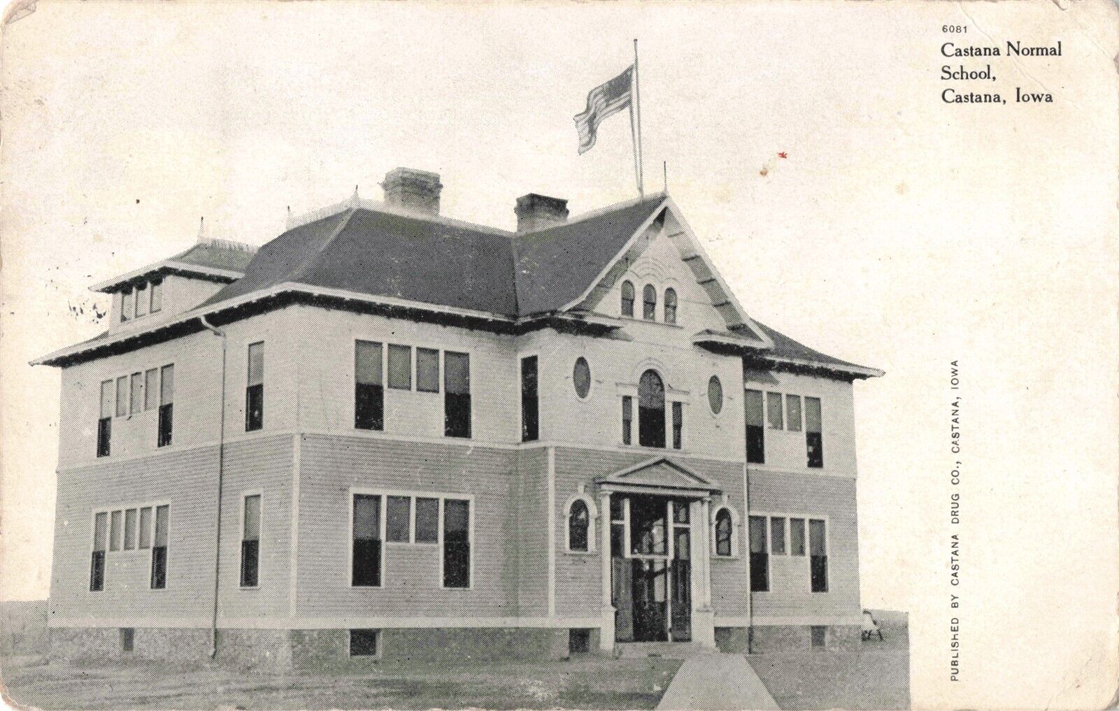 Castana Normal School Castana IA Iowa 1908 Postcard B487