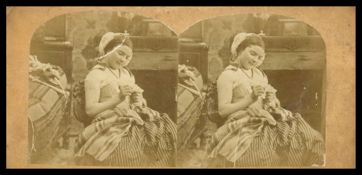 Young woman in corset, ca.1870, stereo vintage stereo print, print d