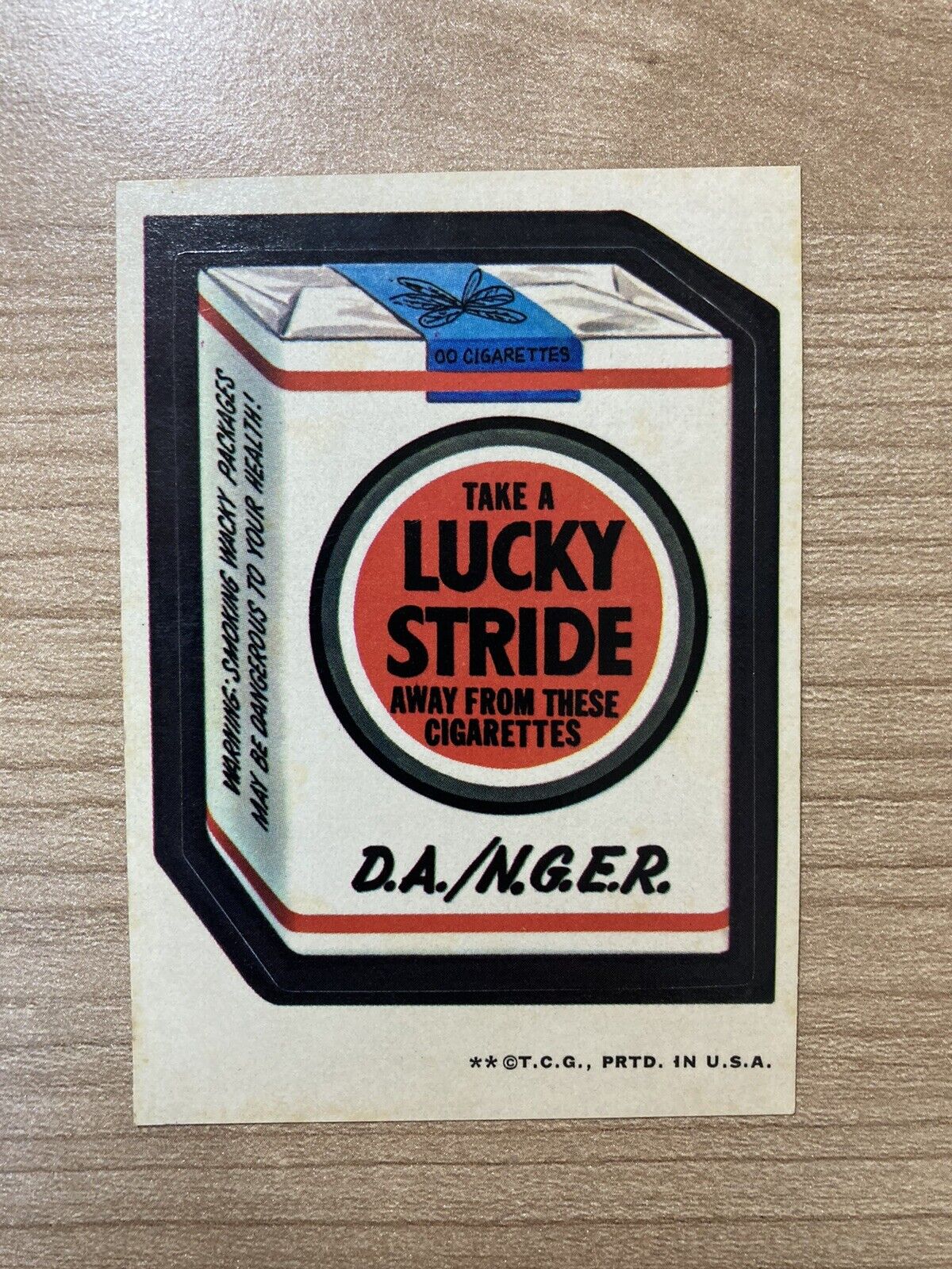 1973 Topps Wacky Packages 3rd Series Lucky Stride Sticker Tan Back 