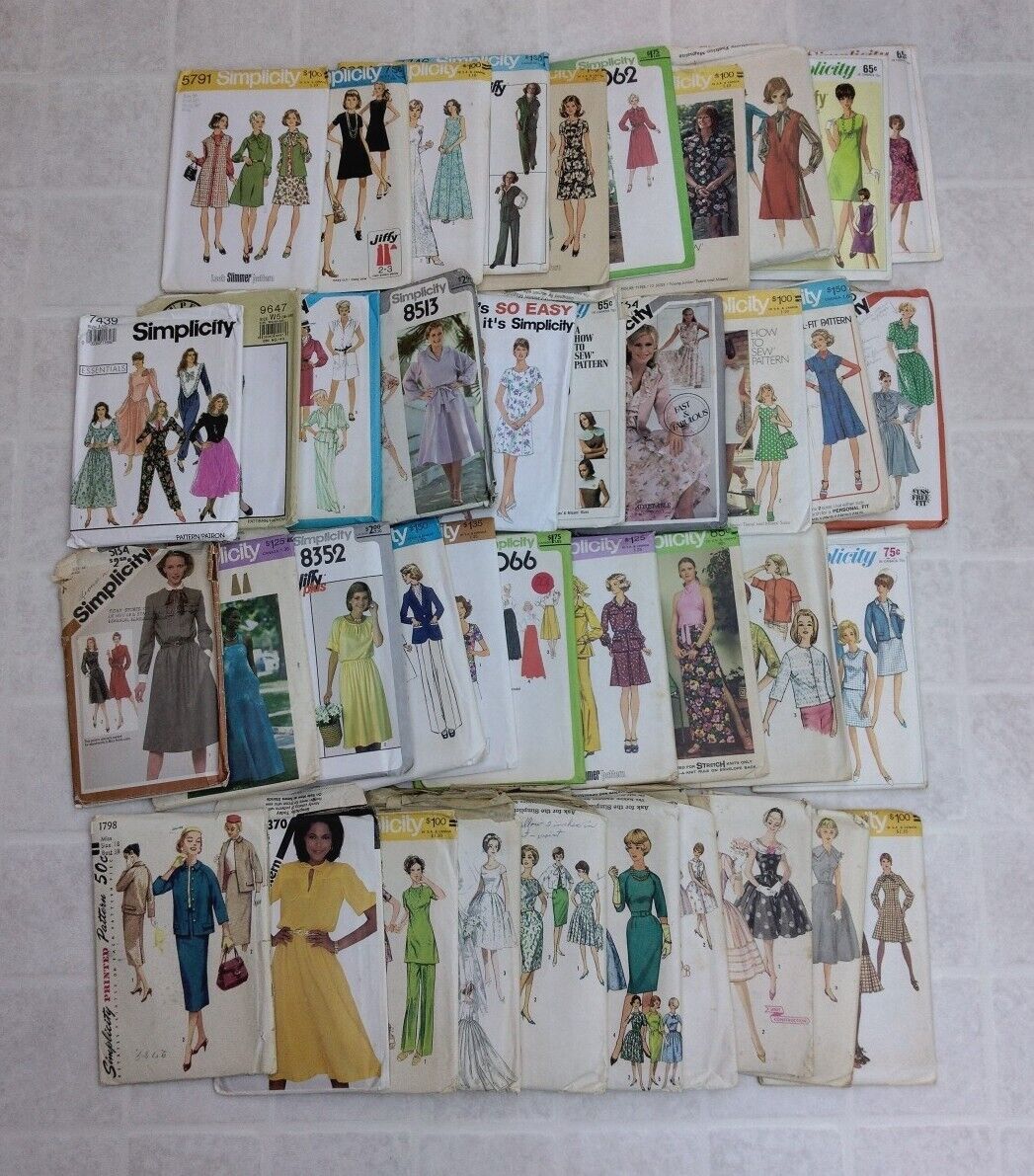 Lot of 40 Vintage Sewing Patterns 50s-80's Simplicity Fashion Cut Lot #2