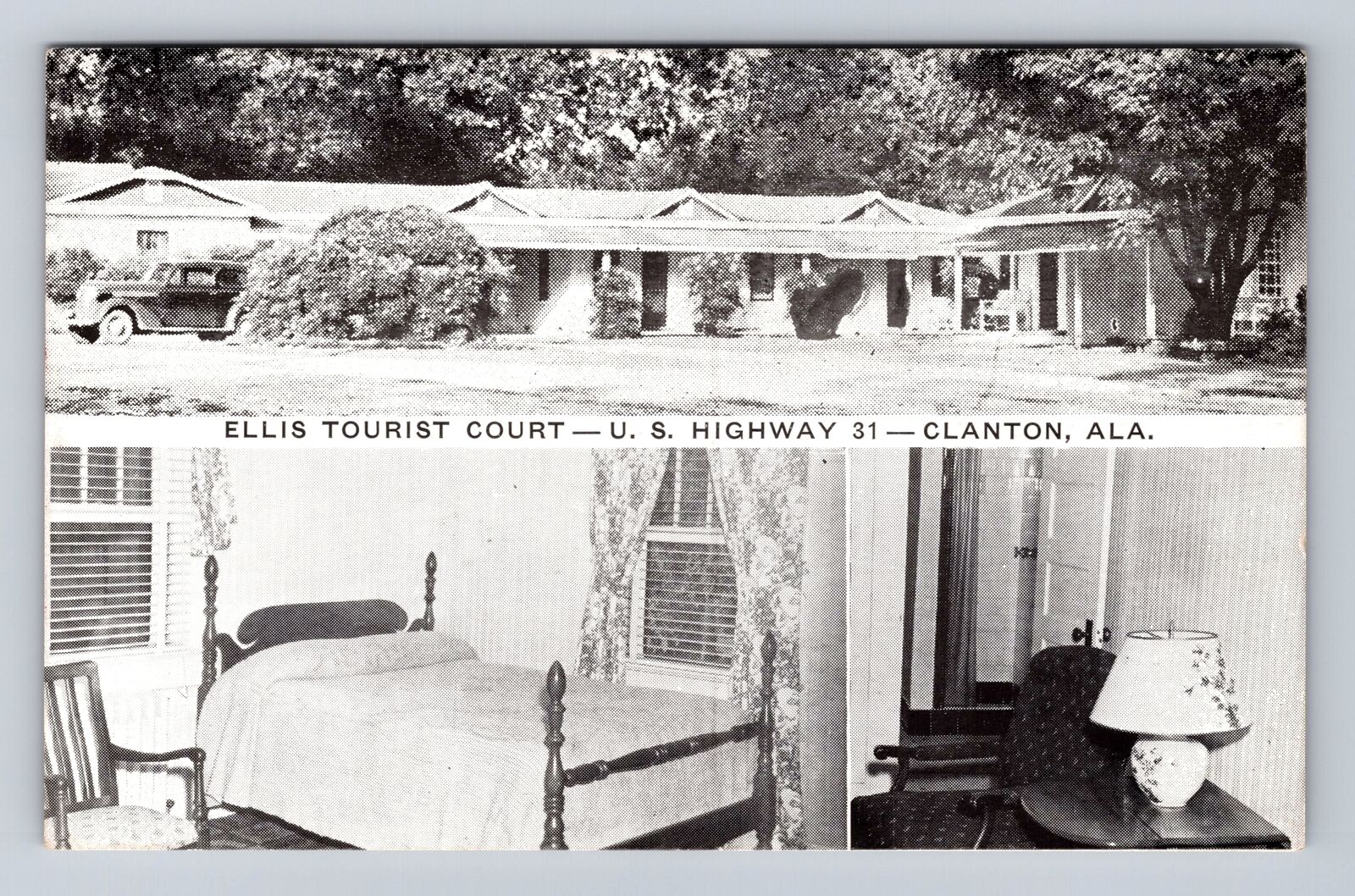 Clanton AL-Alabama, Ellis Tourist Court Advertising, Antique, Vintage Postcard