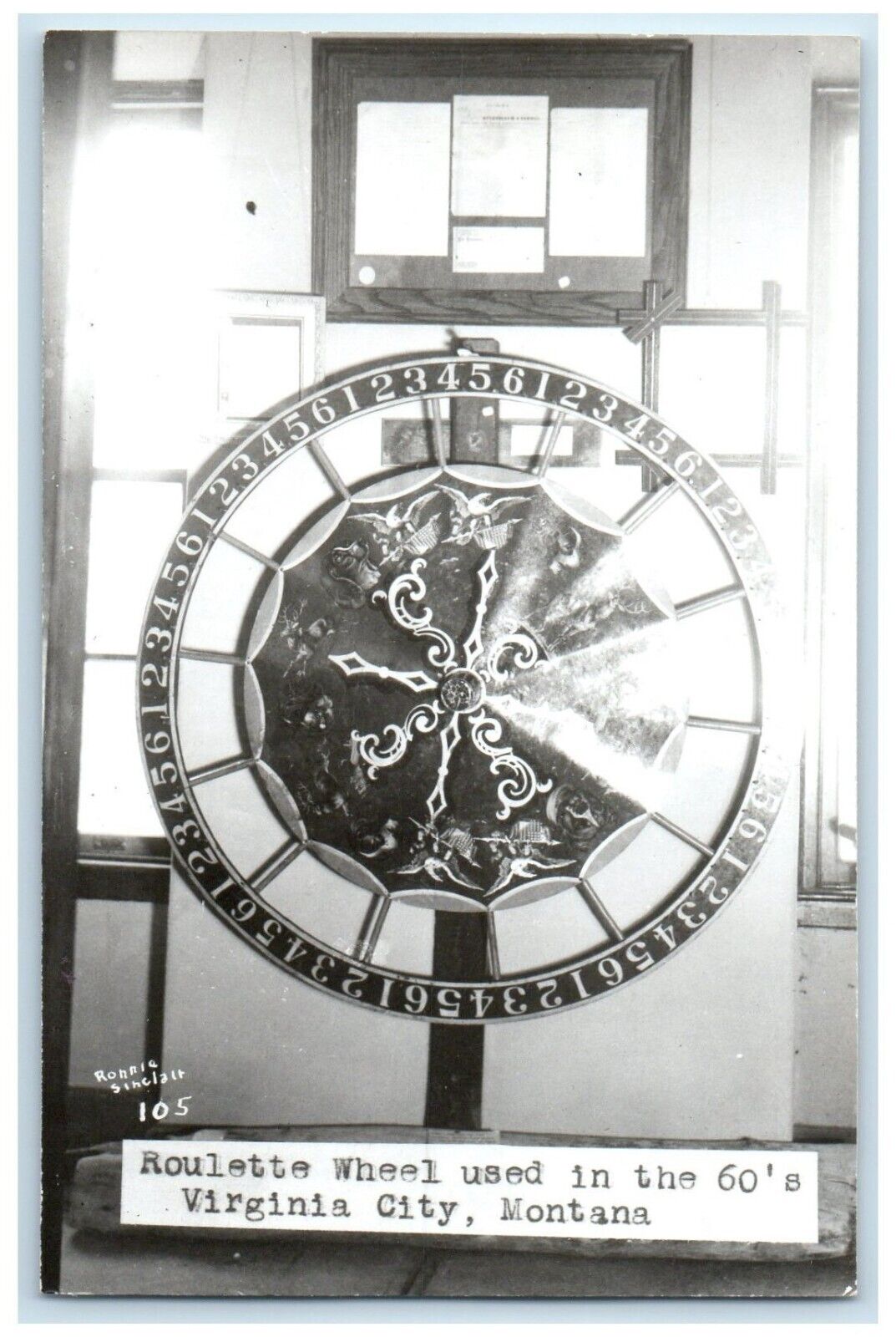 c1950\'s Roulette Wheel Used In 60\'s Virginia City Montana MT RPPC Photo Postcard