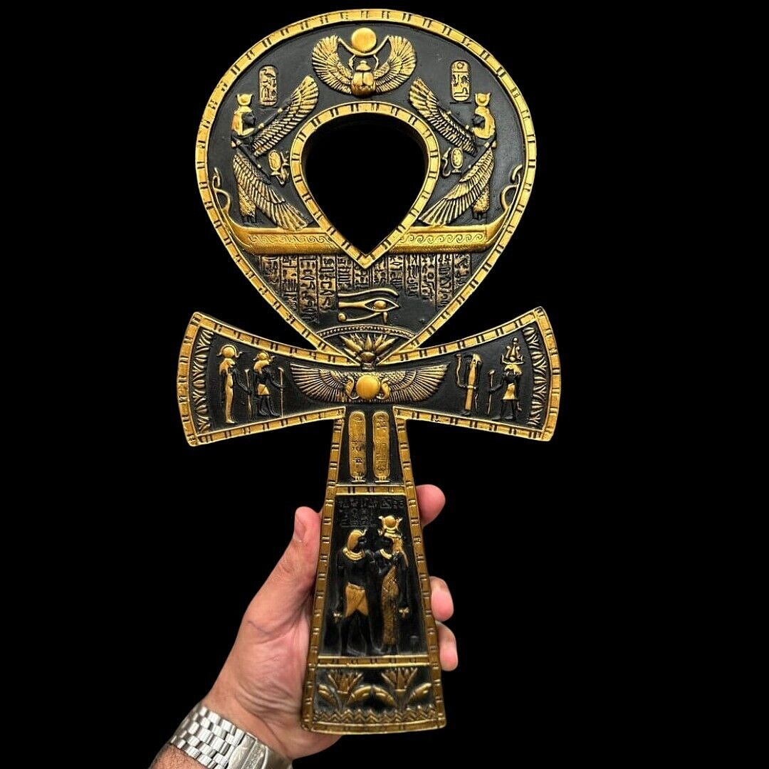 Ancient Egyptian Antiquities Ankh Golden Key Of Life With Inscriptions Pharaonic