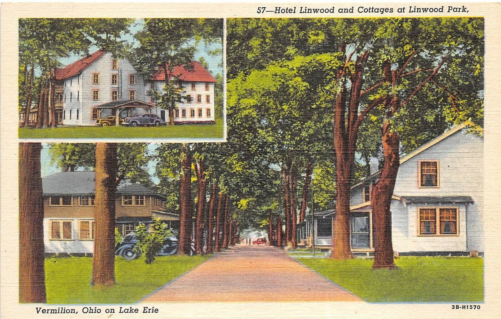 Vermilion Ohio on Lake Erie 1940s Postcard Hotel Linwood Cottages Linwood park