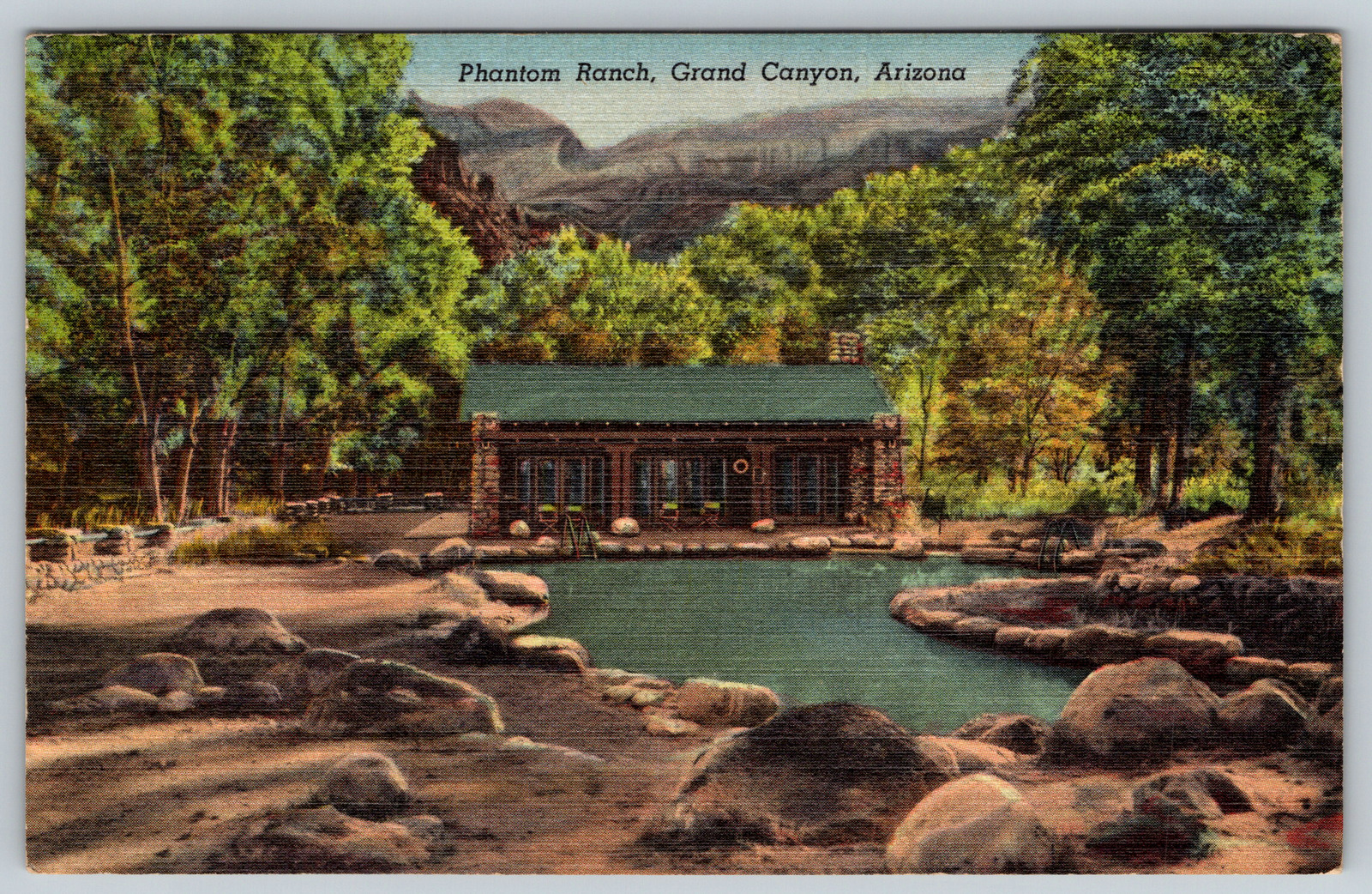 c1940s Linen Phantom Ranch Grand Canyon Arizona Vintage Postcard