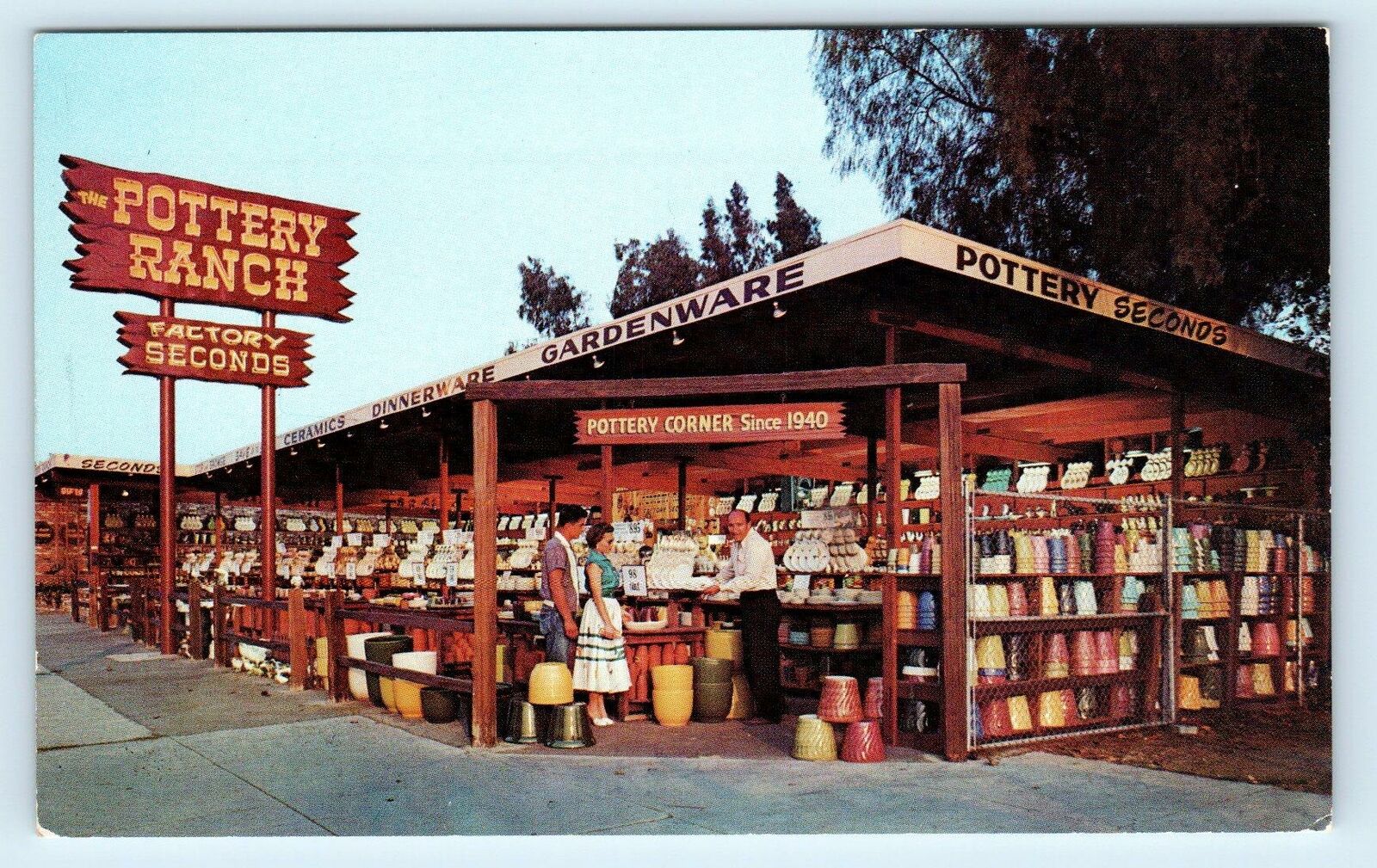 MONROVIA, CA California ~ The POTTERY RANCH Route 66 Roadside c1950s Postcard