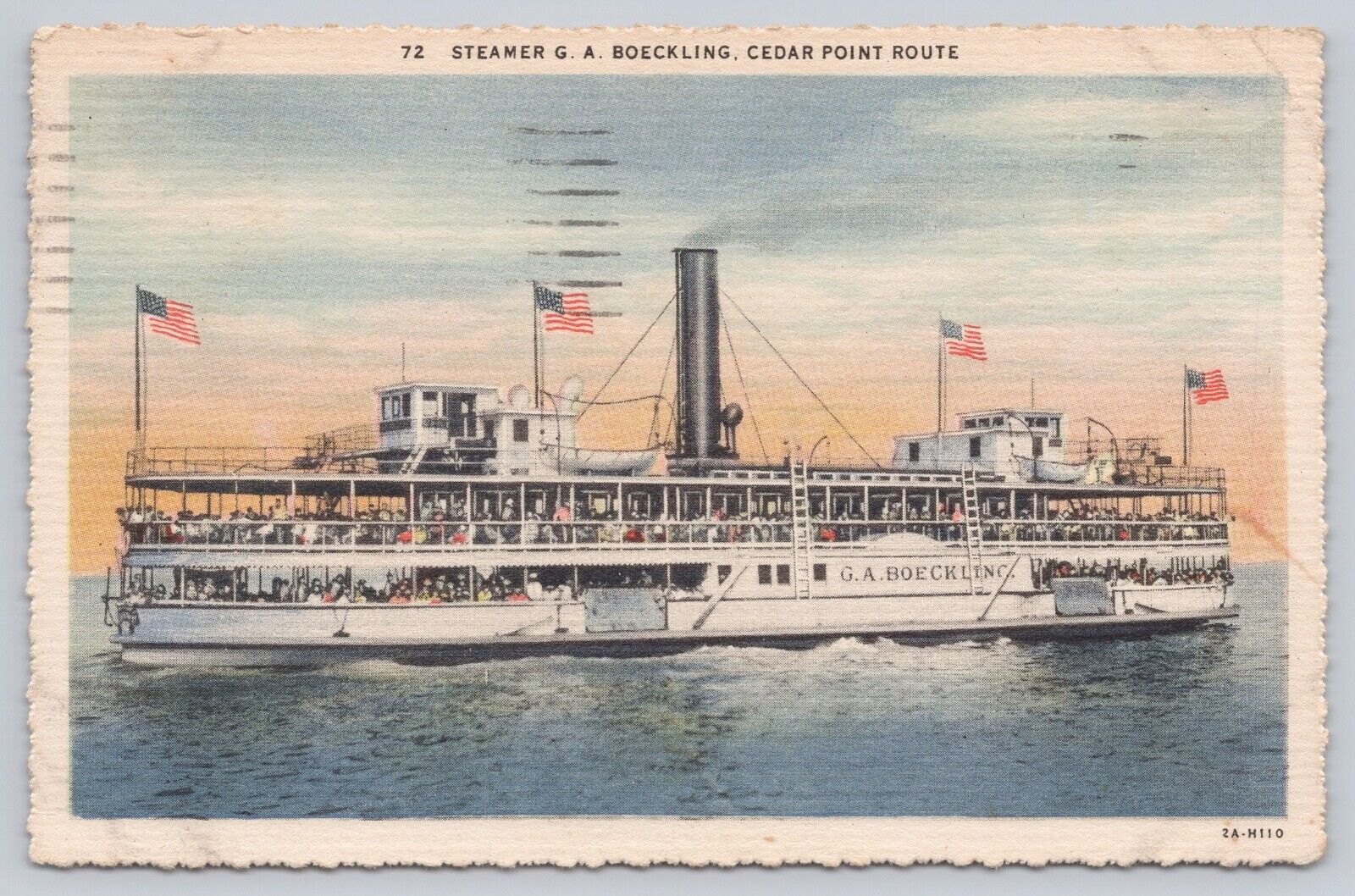 1935 Steamer G.A. Boeckling Cedar Point Route Sandusky Ohio Vtg Postcard