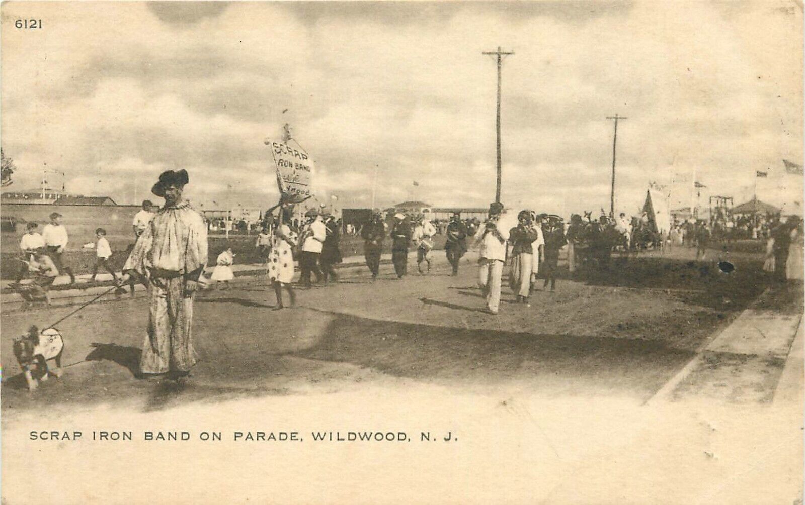 c1905 Scrap Iron Band on Parade, Wildwood, New Jersey Postcard - Very Rare