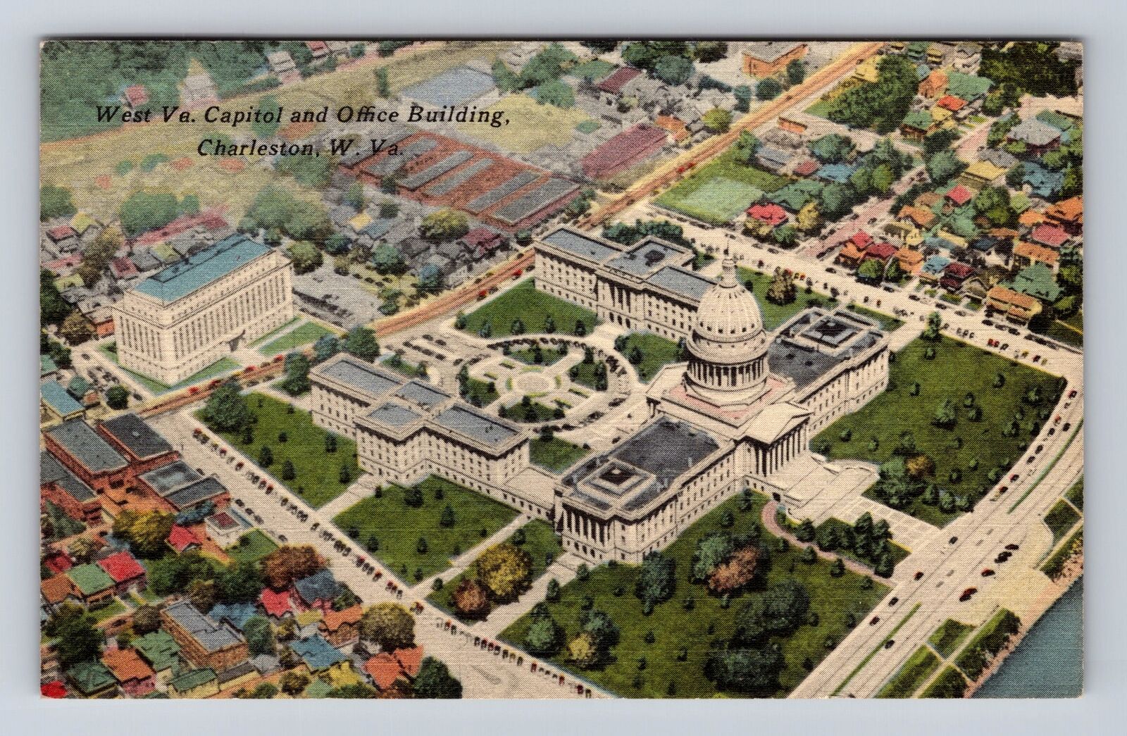 Charleston WV-West Virginia, Capitol Office Building, Vintage c1955 Postcard
