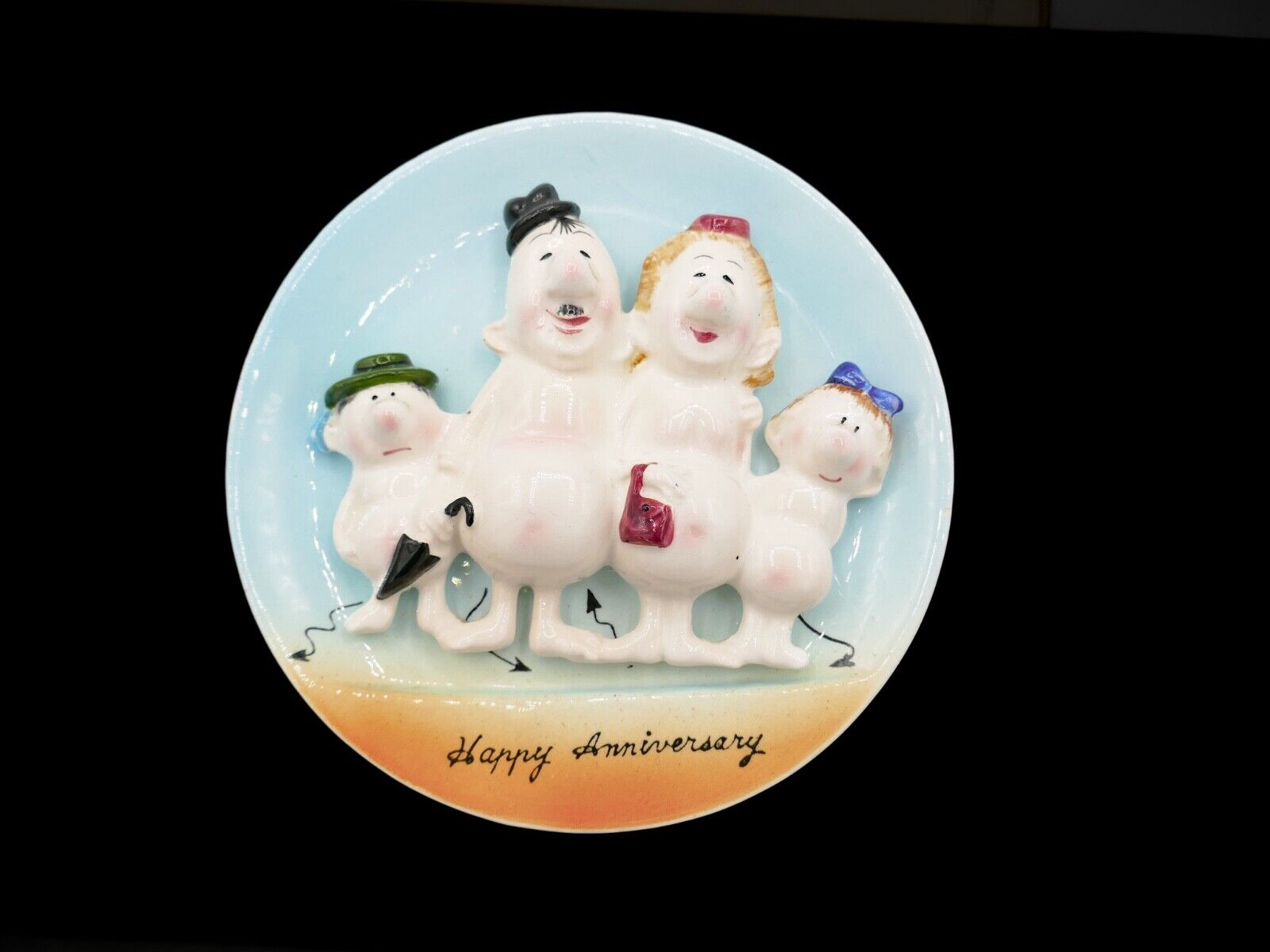 Vintage Norcrest 3D Ceramic Happy Anniversary Hanging Plate 5\