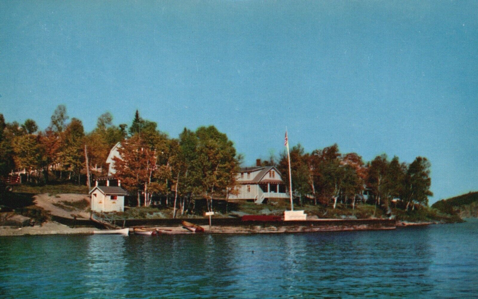 Postcard ME Rockwood Maine Whittens Camps Moosehead Lake Chrome Vintage PC H4535