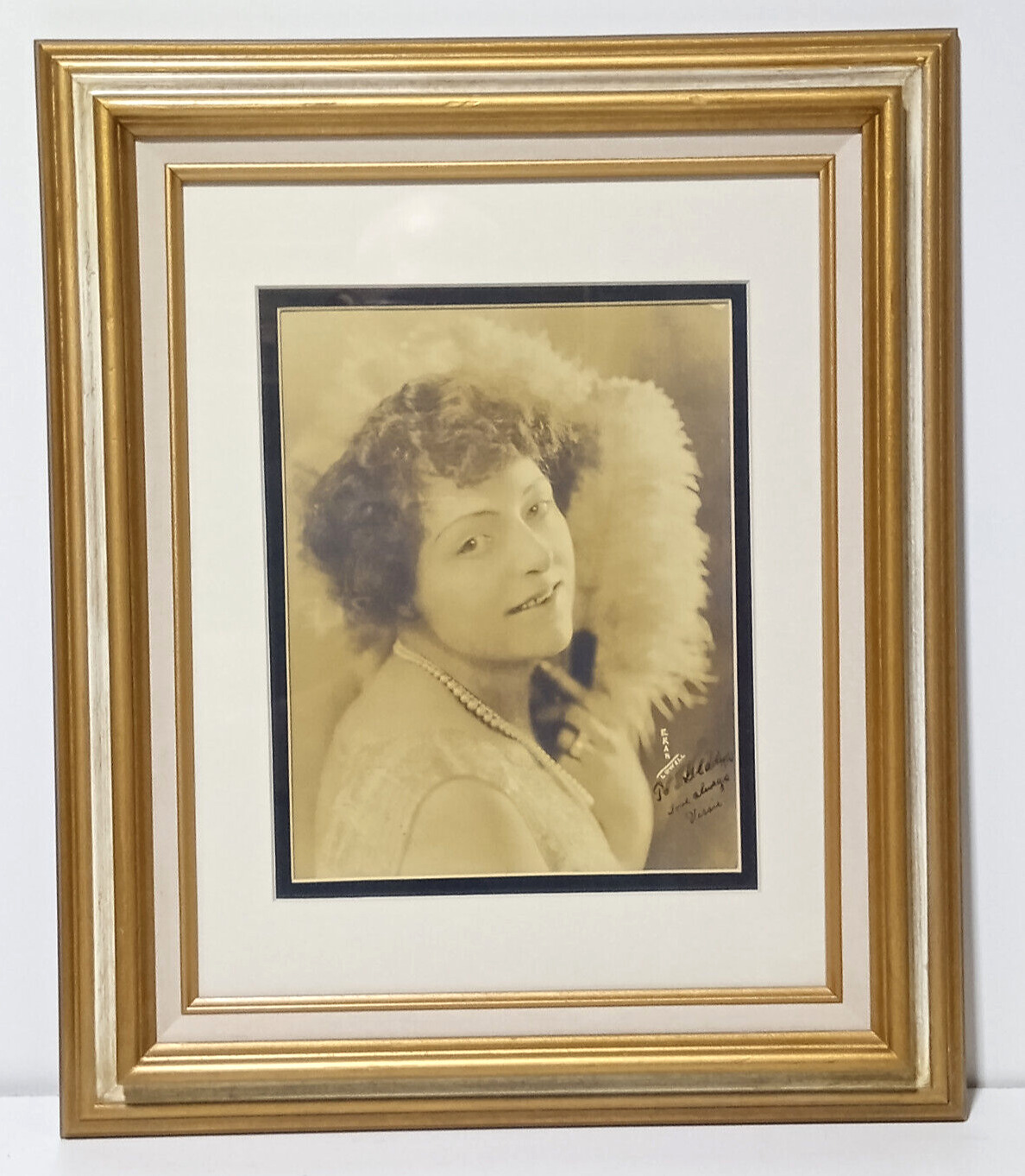 Antique Flapper Girl Photo Signed and Framed 12\