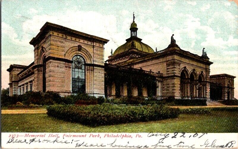  Postcard Memorial Hall Fairmont Park Philadelphia PA Pennsylvania 1907    I-306