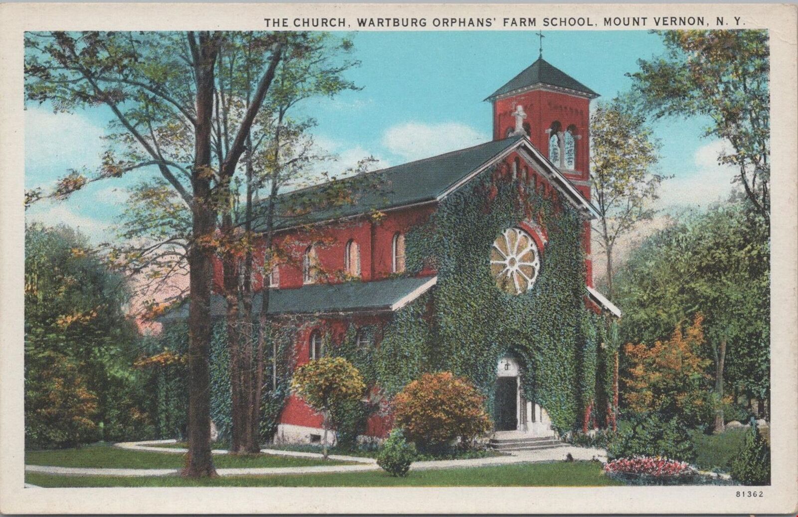 Postcard The Church Wartburg Orphans\' Farm School Mount Vernon NY 