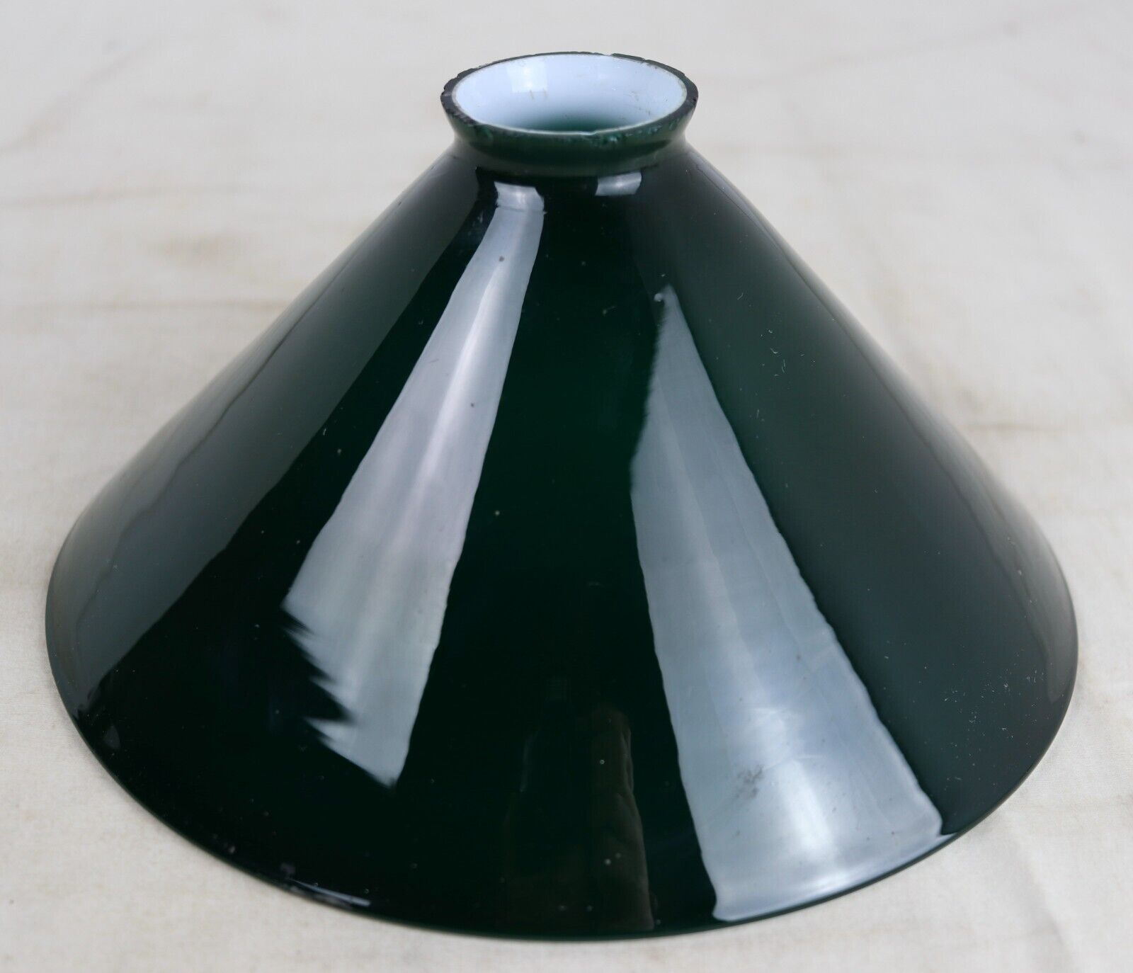 Antique Emeralite Green Cased Blown Glass Tapered Conical Lamp Shade, Fits 2.25\