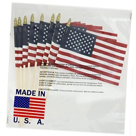 GIFTEXPRESS Set of 12, Proudly Made in U.S.A. Small American Flags 4x6 