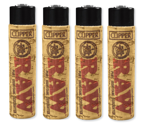 4 Big Size Clipper Lighters Refillable Adjustable Raw Eco CORK Cover Hand Sewn