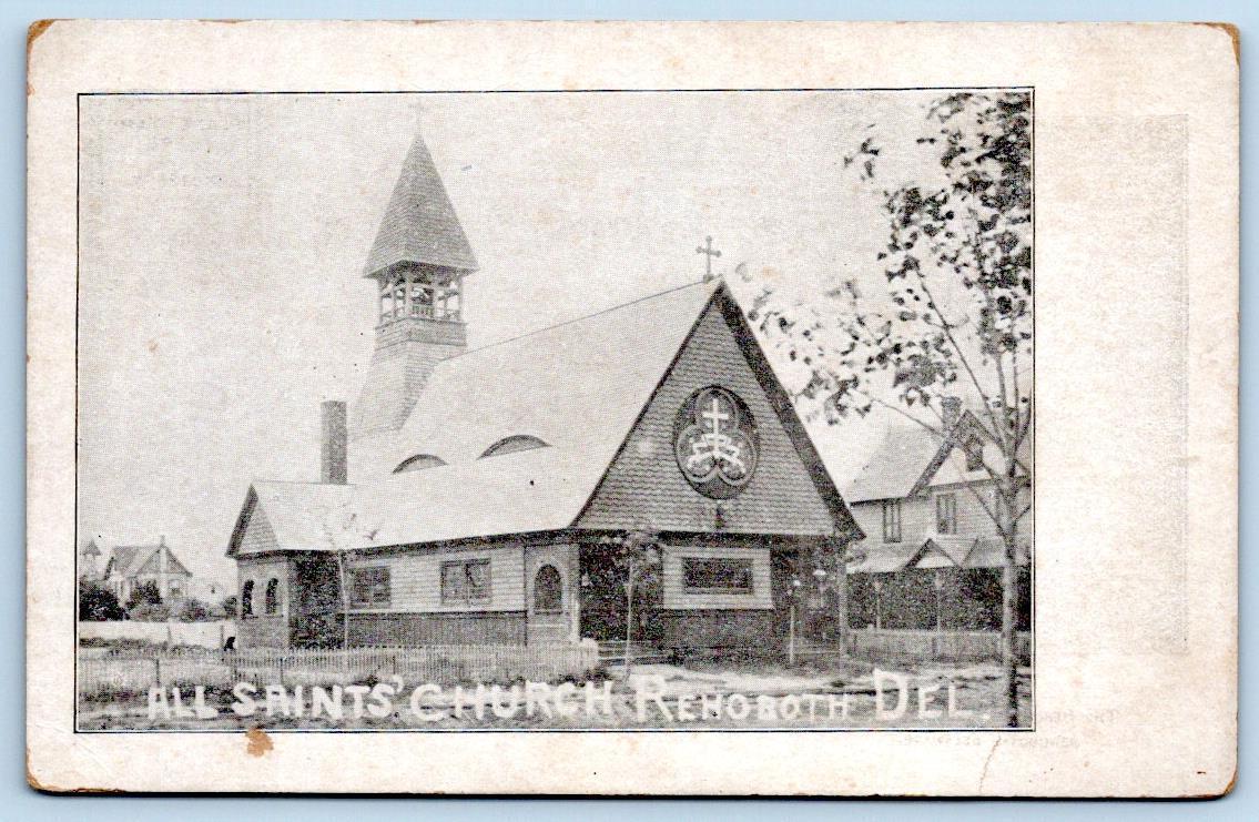 Pre-1906 REHOBOTH BEACH DELAWARE ALL SAINT'S CHURCH HORN'S PAVILION POSTCARD
