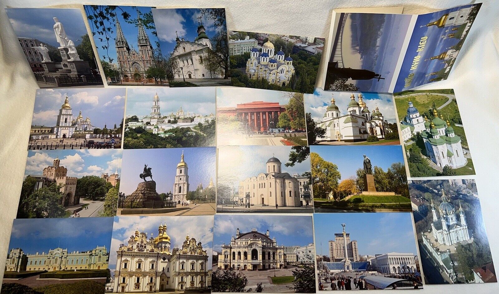Vintage 2003 Kiev Ukraine 18 Postcard Set Tourist Lot Pack Churches Monuments