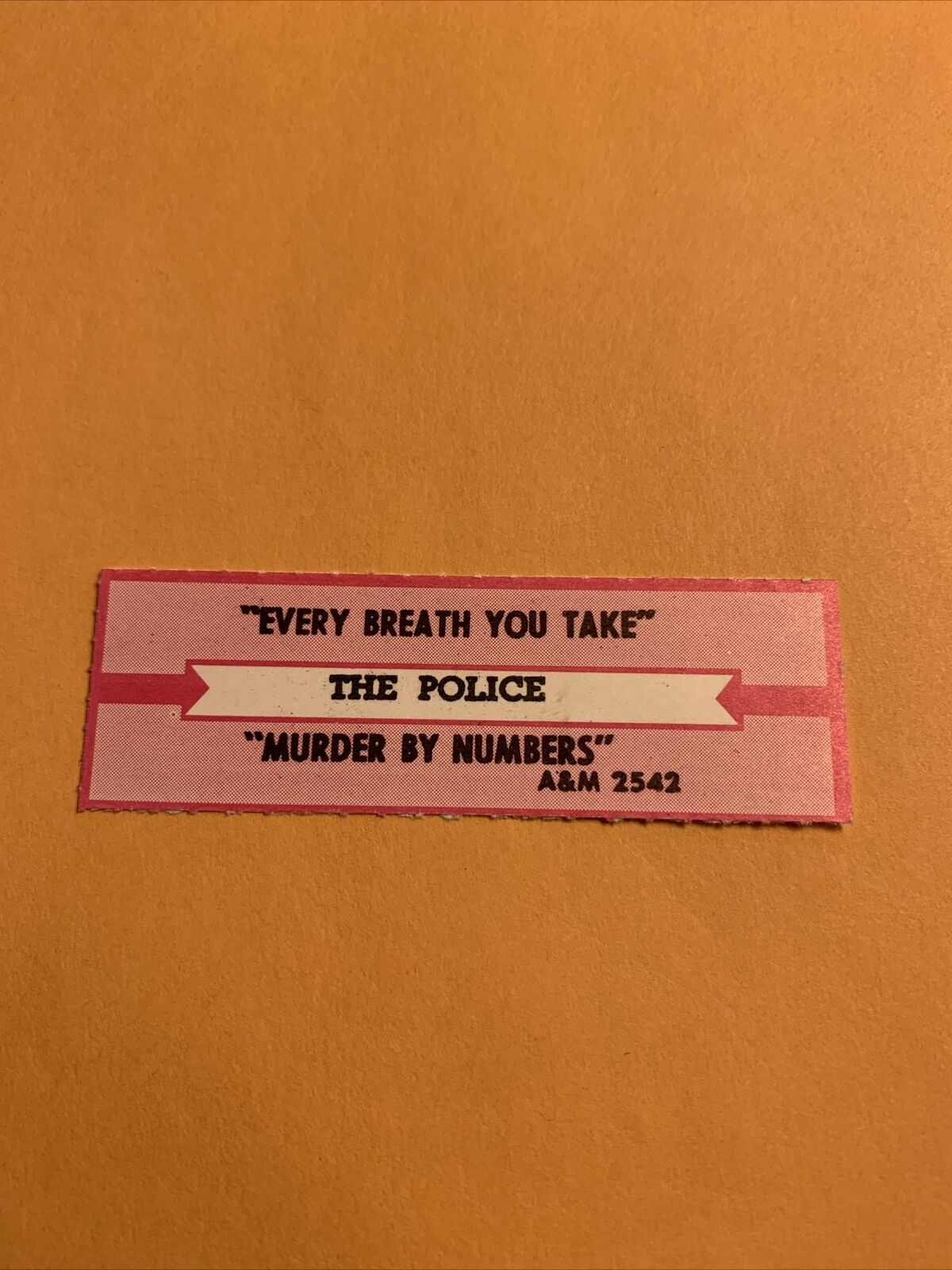 1 JUKEBOX TITLE STRIP Red The Police Every breath you take/murder by numbers