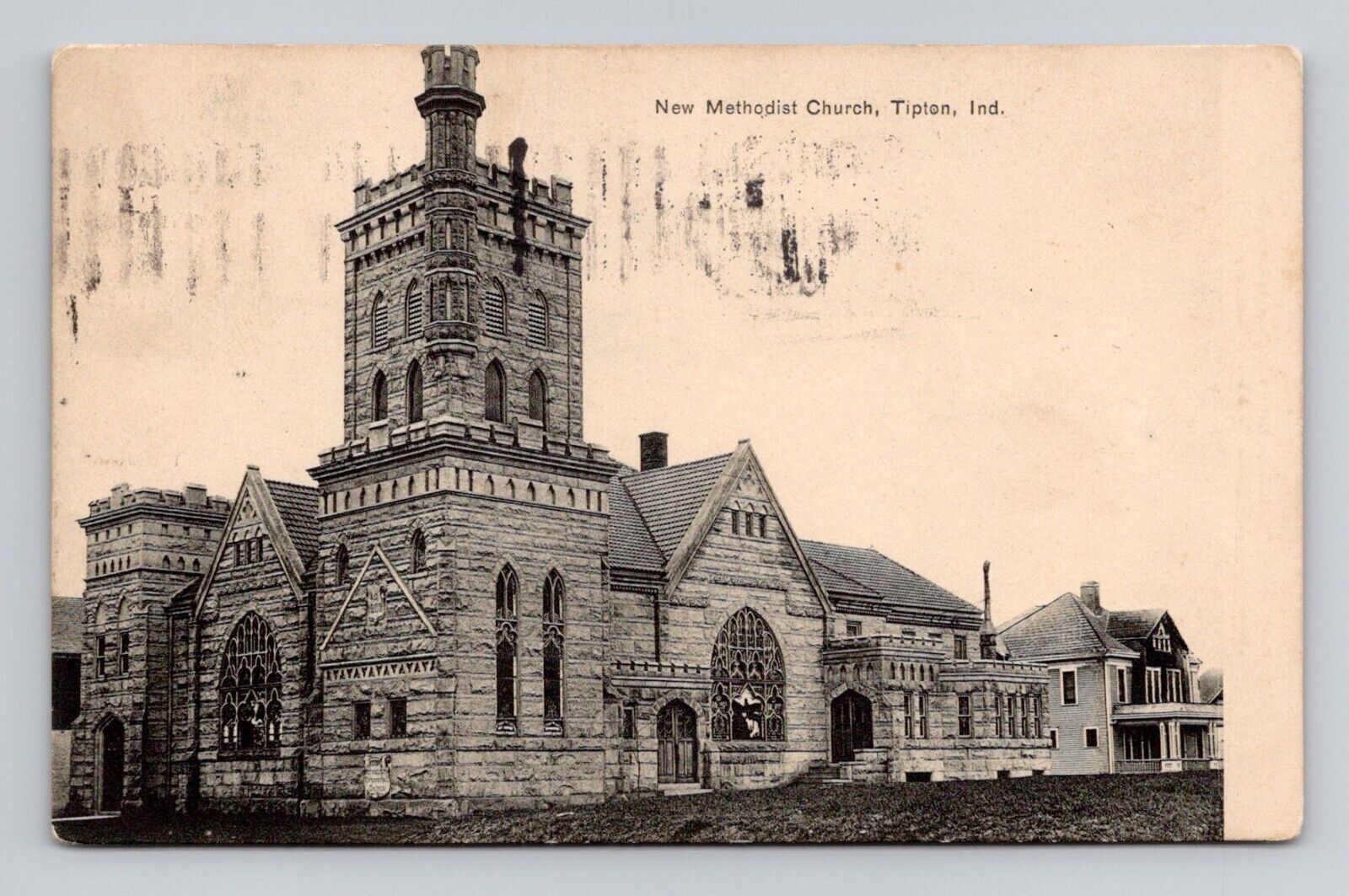 Postcard New Methodist Church Tipton Indiana, Antique D11