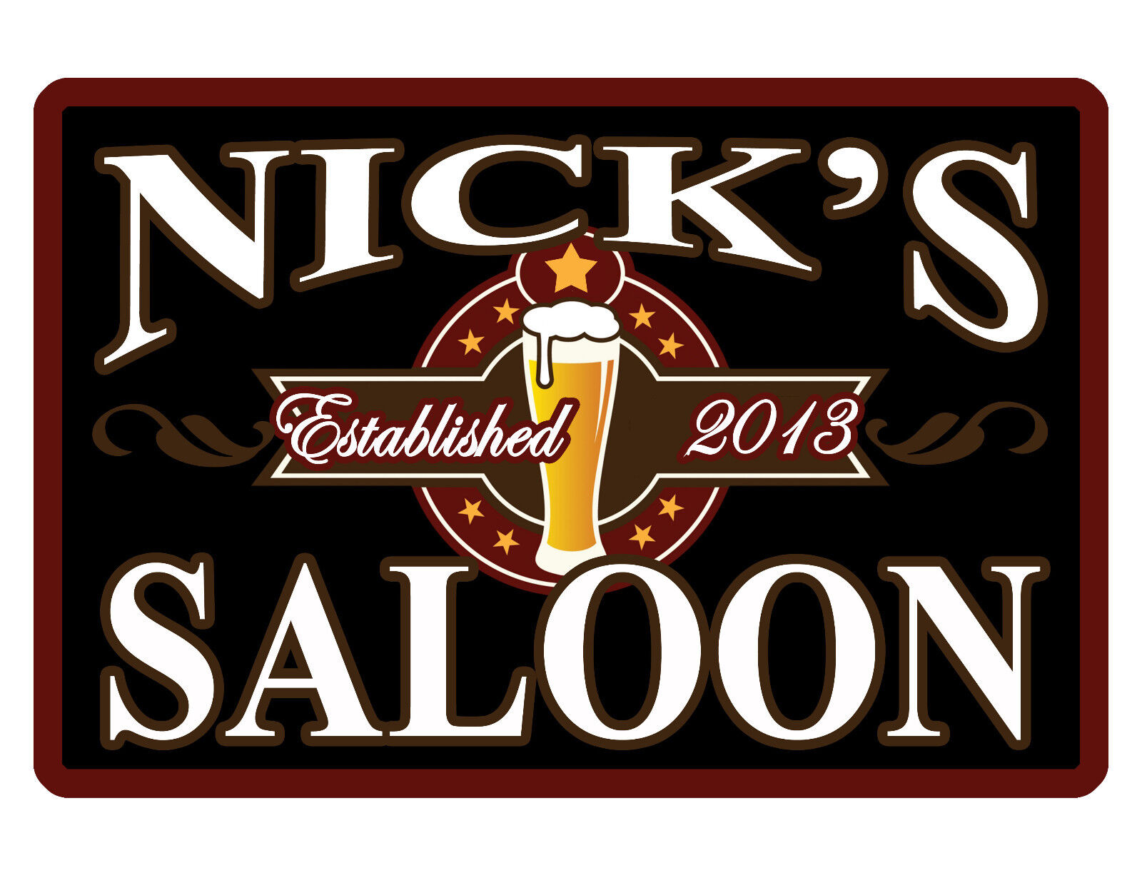 PERSONALIZED SALOON/BAR SIGN YOUR NAME DATE CUSTOM FULL COLOR ALUMINUM 12X18 353