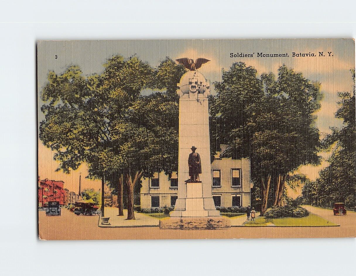 Postcard Soldier\'s Monument Batavia New York USA