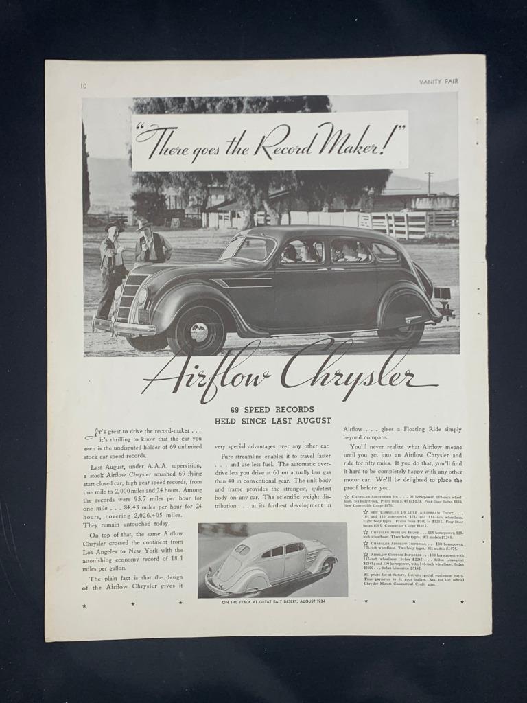 Magazine Ad* - 1935 - Chrysler Airstream