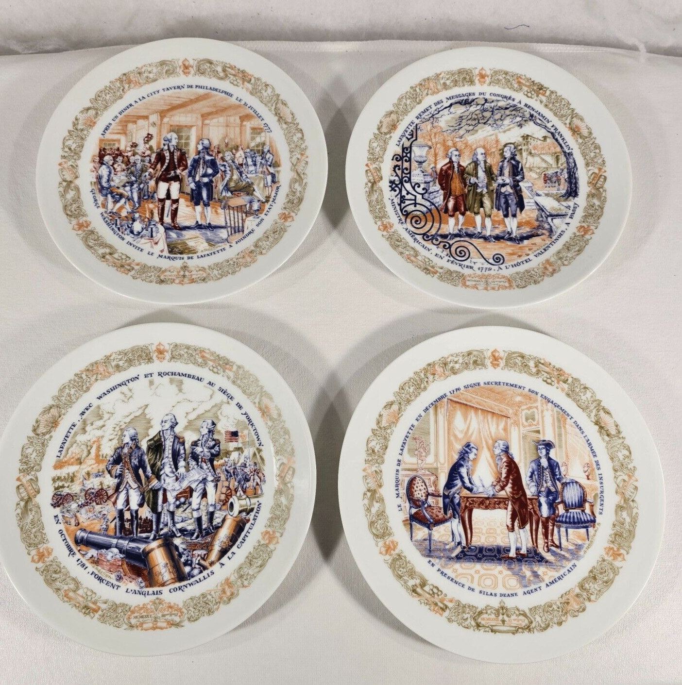 D'Arceau Limoges France Premier Edition Collector Plates - Set of 4 French Text