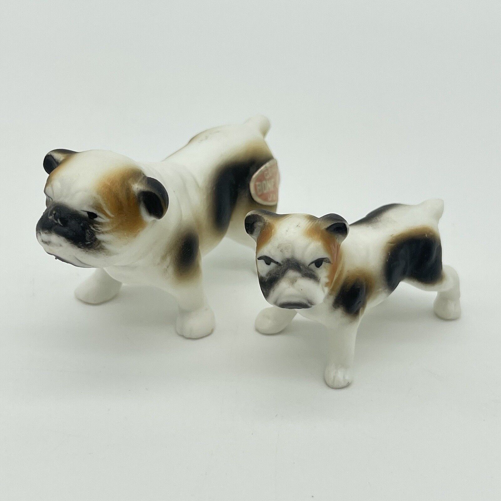 Vintage Bone China Miniatures Set of 2 English Bull Dogs Made in Japan