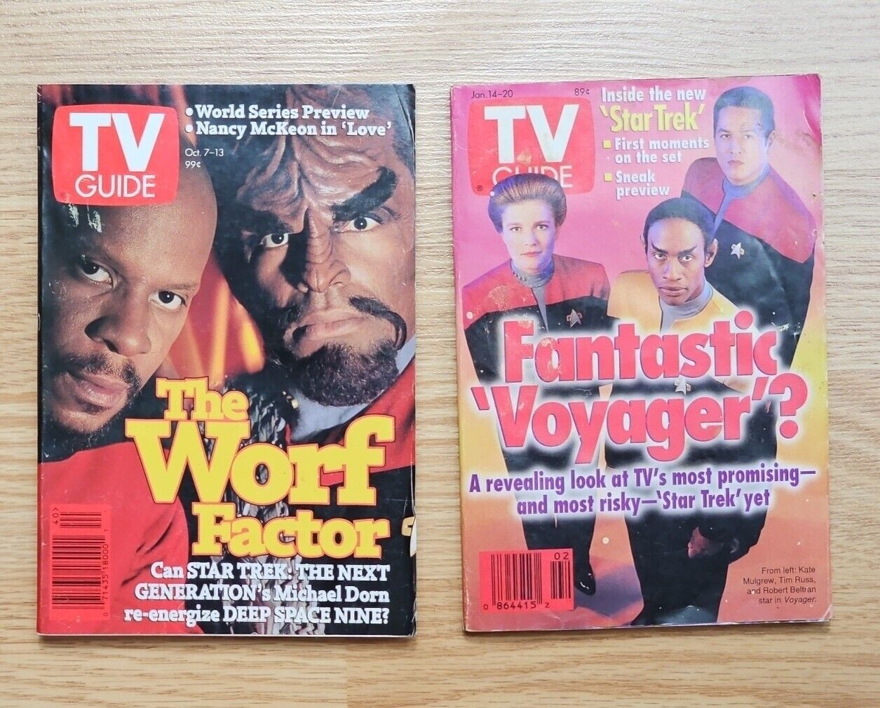 2 STAR TREK TV Guide 1995 Inside the New Star Trek & Next Generation Worf Factor