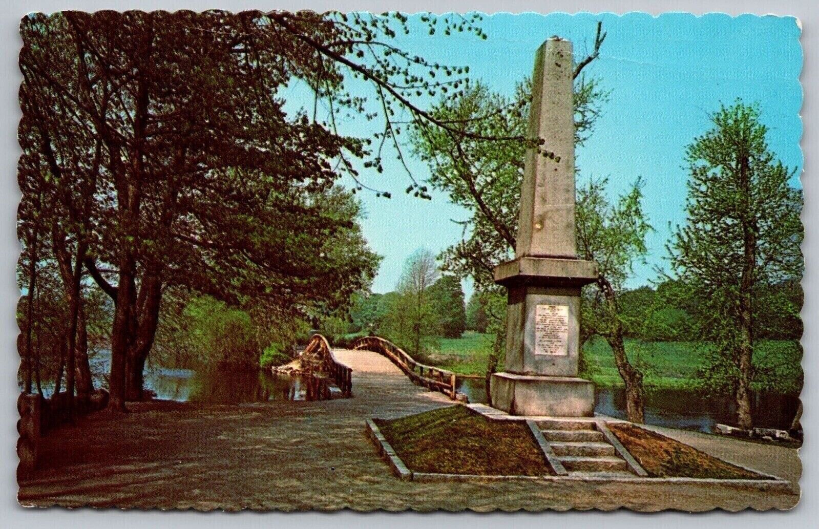 Battleground Concord Massachusetts MA Minutemen Statue Monument Bridge Postcard
