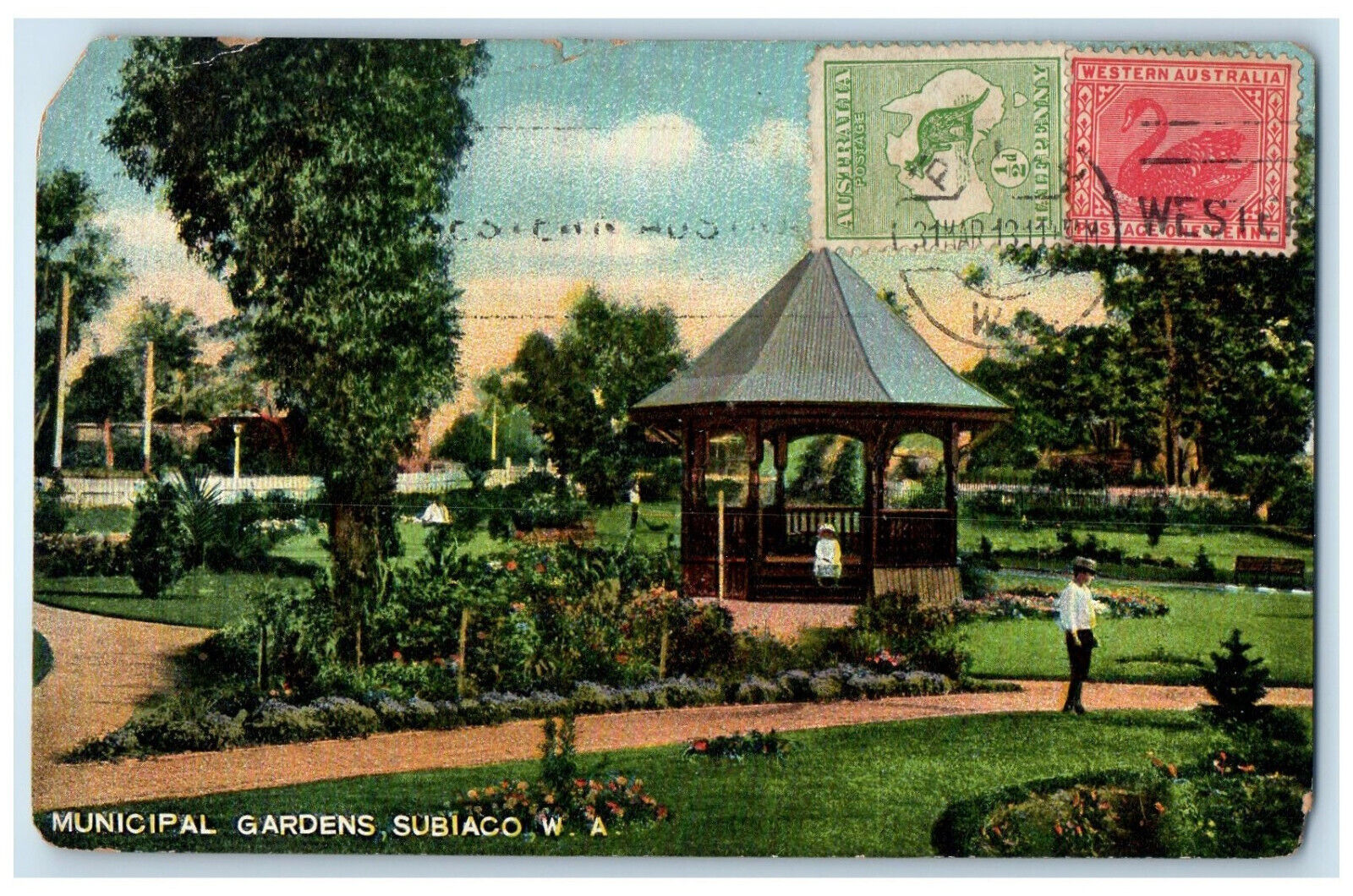 1913 Municipal Gardens Subiaco Western Australia Posted Antique Postcard