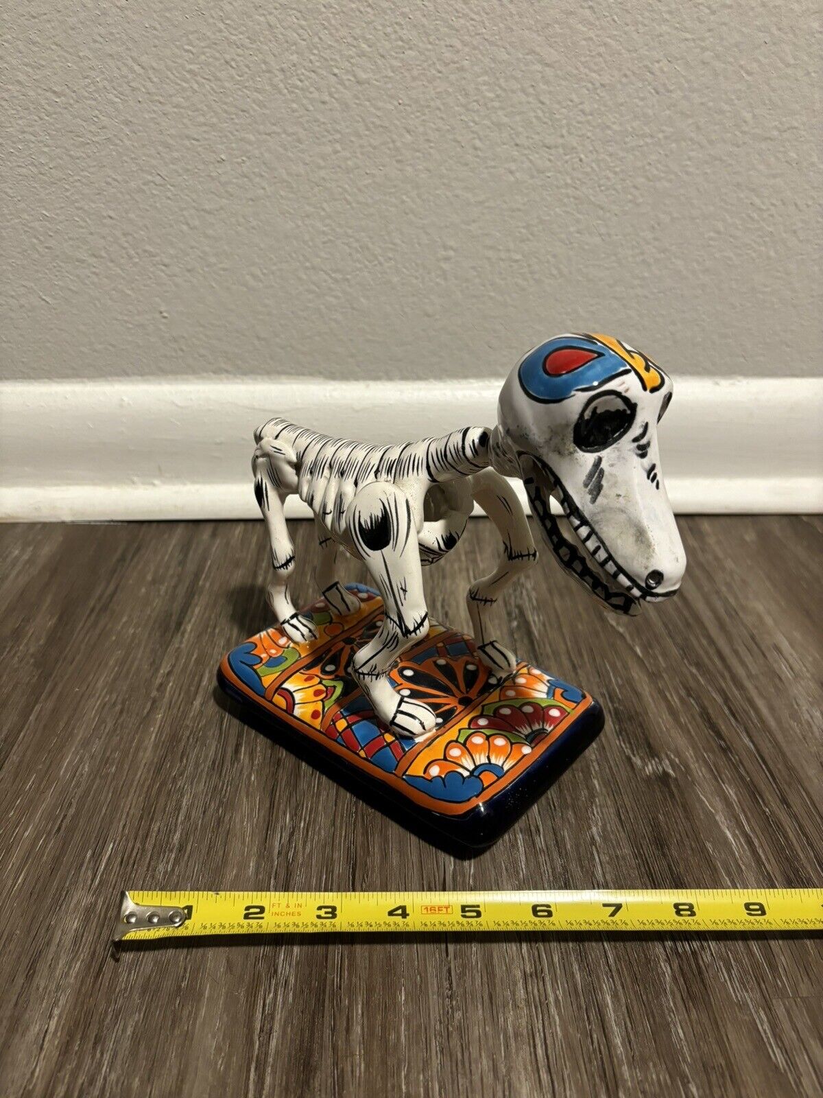Talavera Skeleton Dog - Handmade & Hand Painted Mexican Pottery